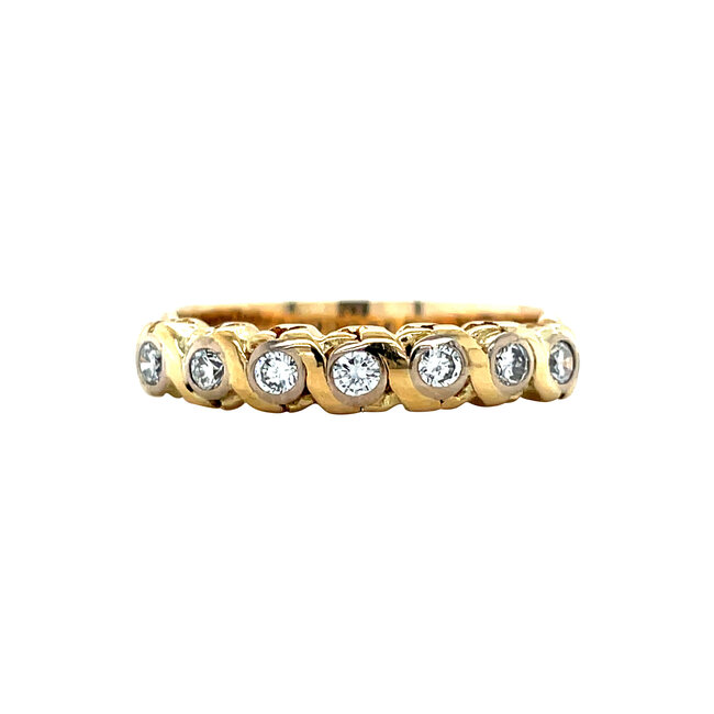 Gold row ring with diamond 14 karat