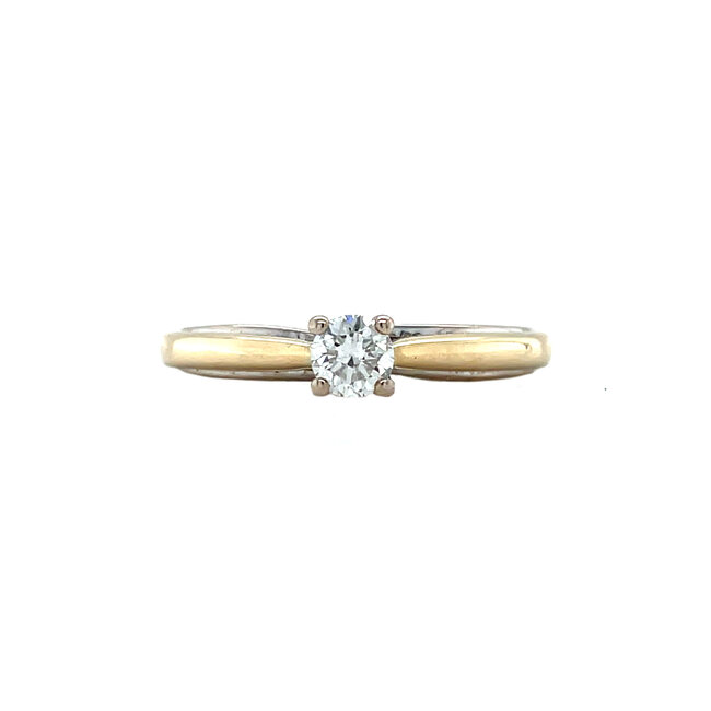 Gold solitaire ring with diamond 14 karat
