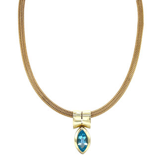 Gouden collier met topaas hanger  45 cm 14 karaat