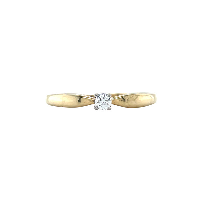 Gouden solitair ring met diamant 14 karaat