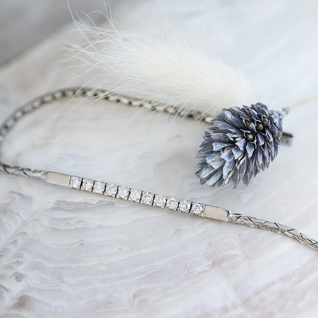 Witgouden armband met diamant 14 karaat