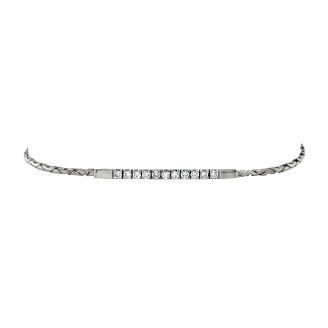 Witgouden armband met diamant 14 karaat