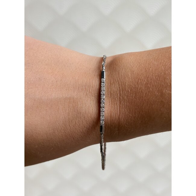 Witgouden armband met diamant 14 karaat