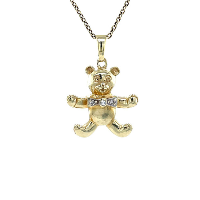 Gold pendant bear with 14 carat diamond