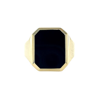 Gouden zegelring met onyx 14 karaat