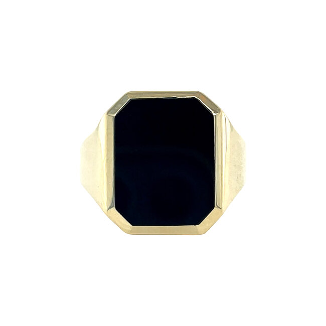 Gouden zegelring met onyx 14 karaat