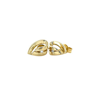 Gold stud earrings with diamond 14 karat Gold stud earrings with diamond 14 karat