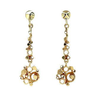 Gouden oorstekers met hanger 14 karaat