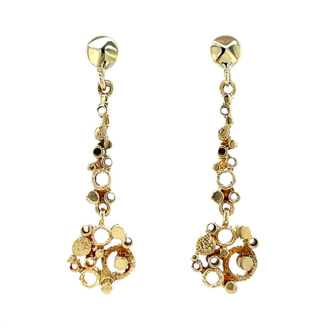 Gouden oorstekers met hanger 14 karaat
