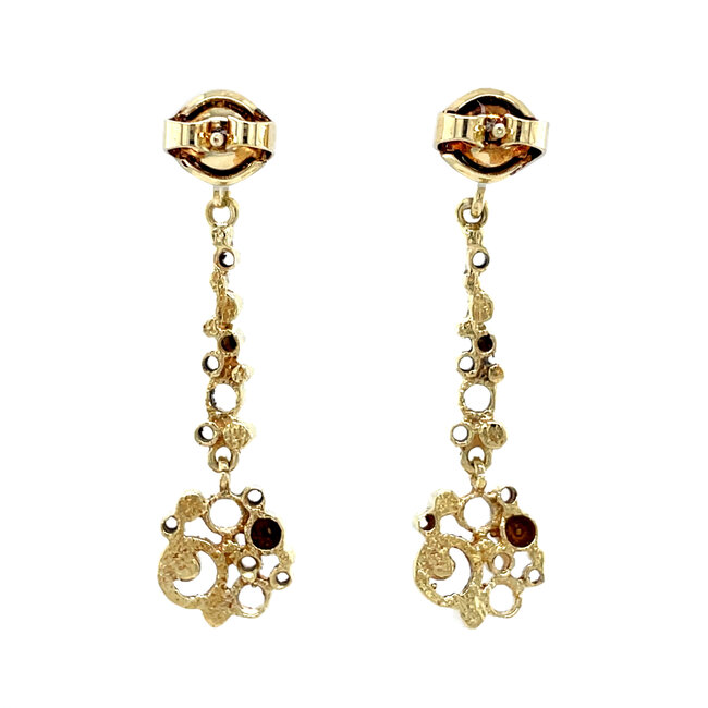 Gouden oorstekers met hanger 14 karaat