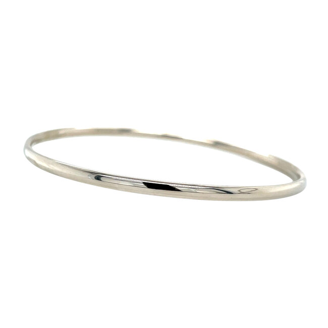 White gold smooth bangle 14 karat