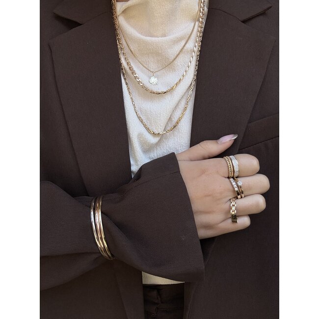 Witgouden gladde bangle 14 karaat