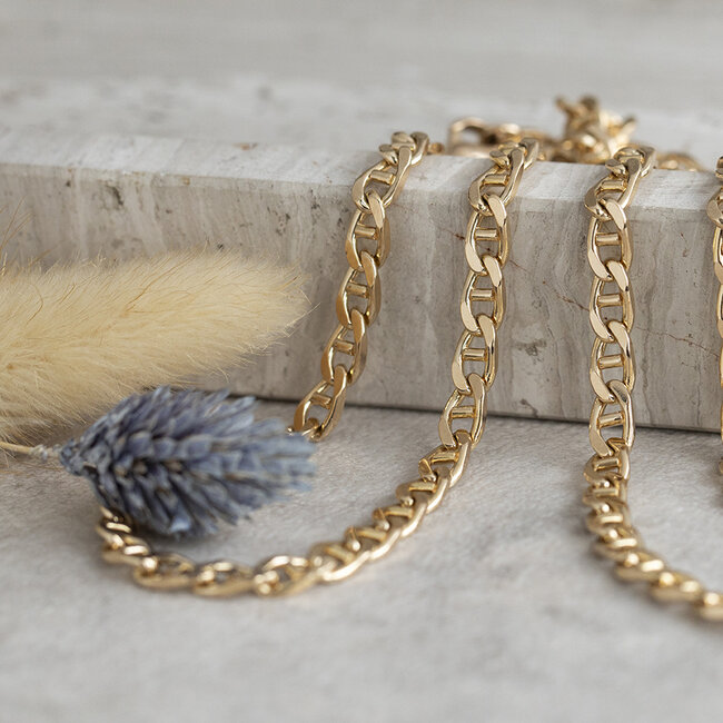 Goldenes doppeltes Anker-Collier 50,5 cm 14 Karat