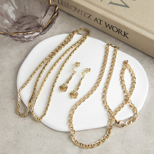 Goldenes doppeltes Anker-Collier 50,5 cm 14 Karat