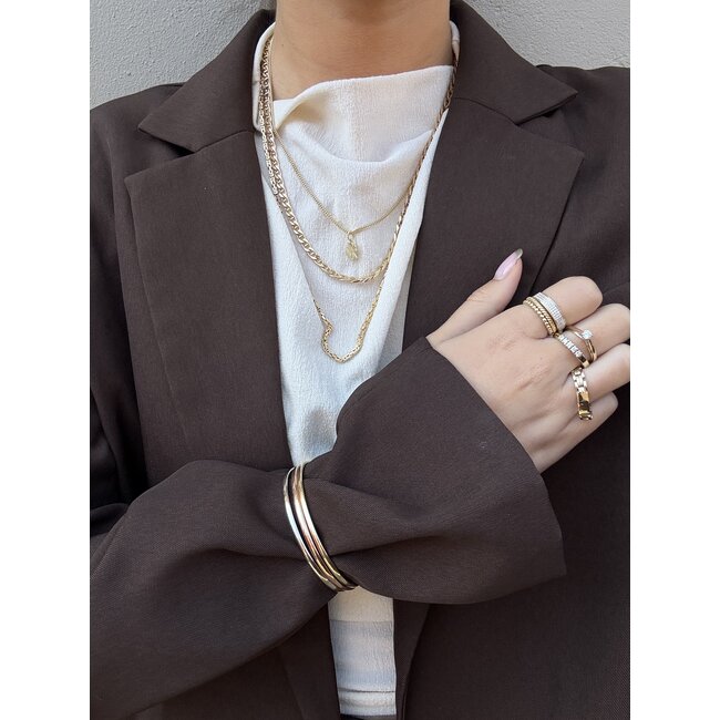 Gold double anchor necklace 50.5 cm 14 karat