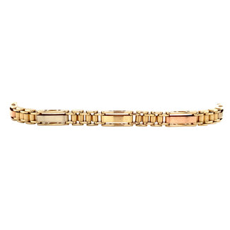 Tricolour gold bracelet 22 cm 18 karat