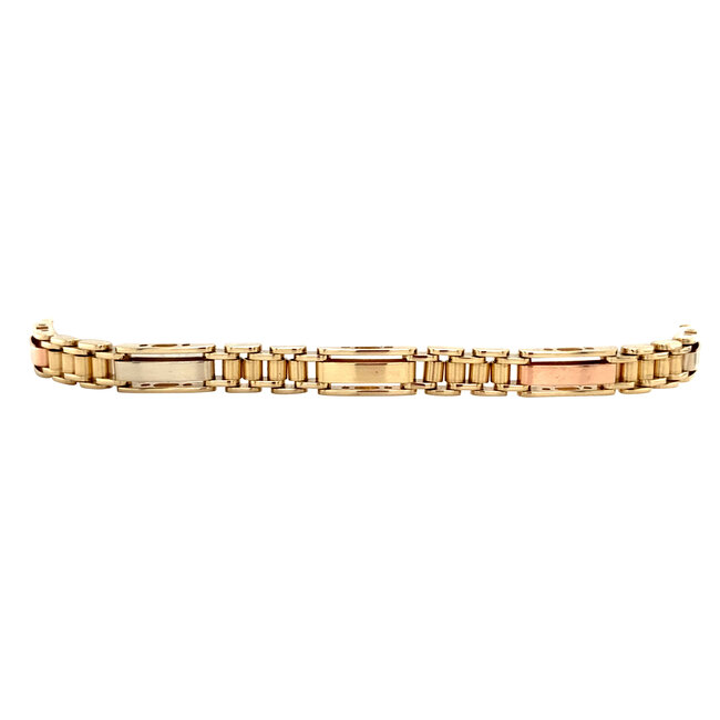 Tricolour gold bracelet 22 cm 18 karat