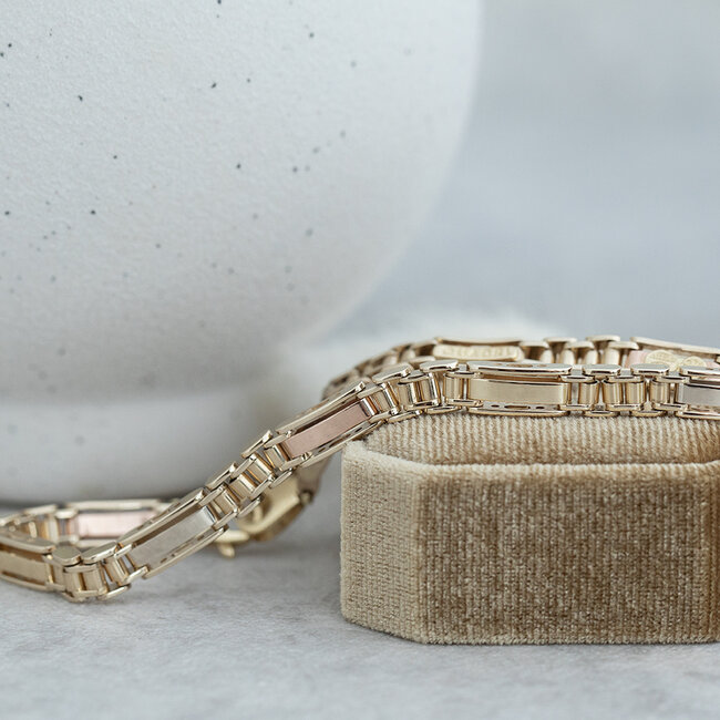 Tricolor Goldarmband 22 cm 18 Karat