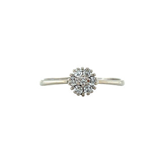 Witgouden entourage ring met diamant 14 karaat