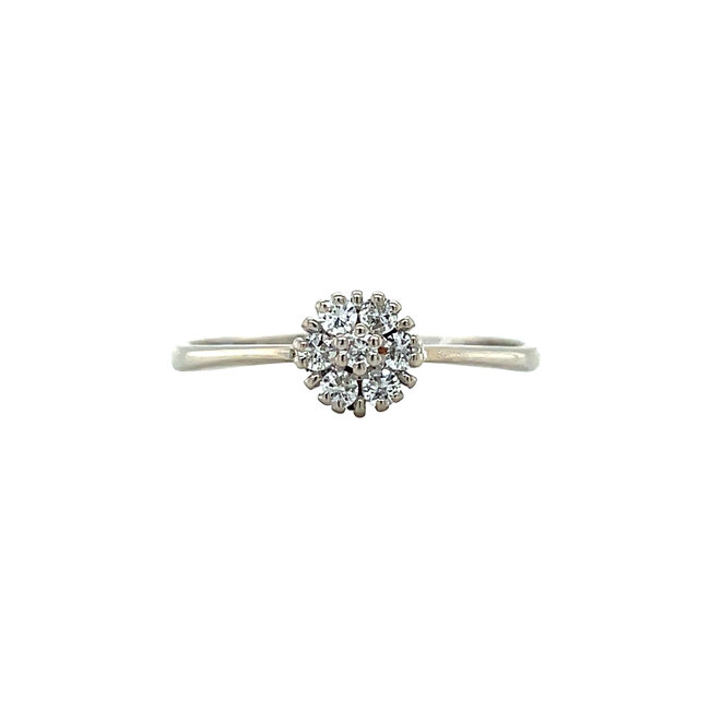 White-gold entourage ring with diamond 14 karat