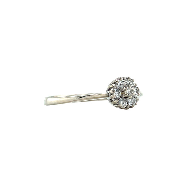 Witgouden entourage ring met diamant 14 karaat