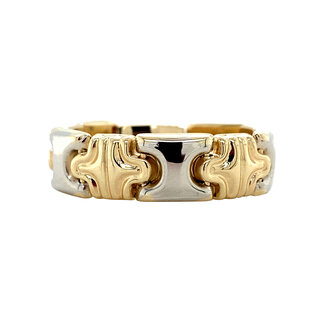 Gouden schakelring bicolour 14 karaat