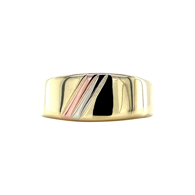 Tricolour gouden zegelring 14 karaat