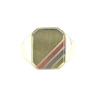 Tricolour gouden zegelring 14 karaat