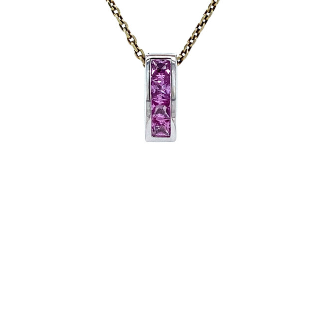 Weißgold-Clip-Anhänger mit rosa Saphir 18 Karat
