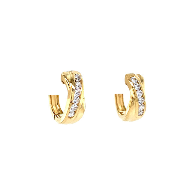 Gold hinged hoop earrings with zirconia 18 karat