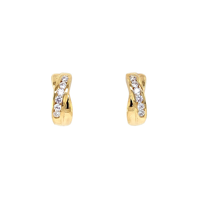 Gold hinged hoop earrings with zirconia 18 karat
