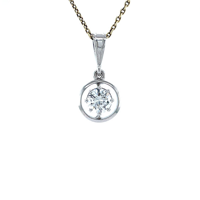 White gold pendant with diamond 0.70ct. 14 carat
