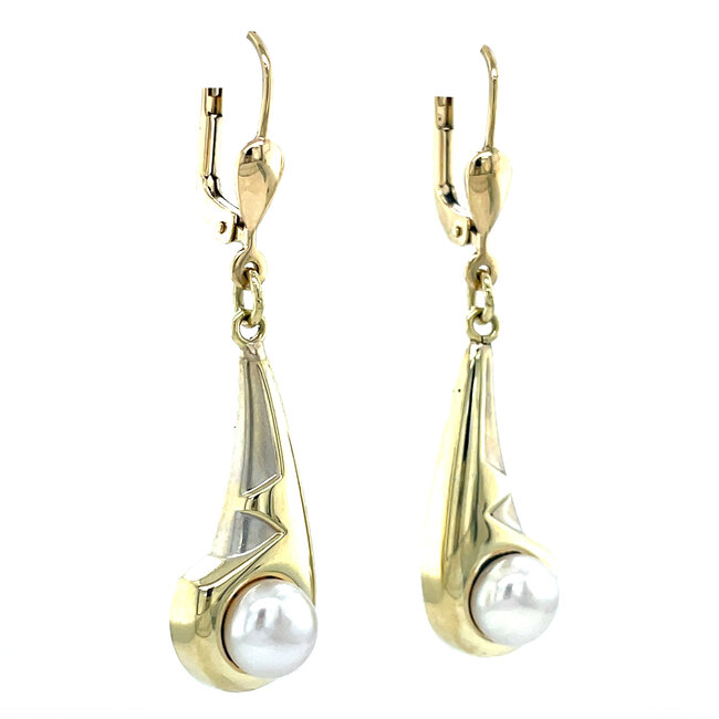 Gold earrings with pearl 14 karat
