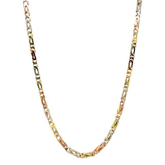 Tricolour gold hawk's eye necklace 44 cm 14 karat