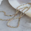 Tricolour gouden valkenoog collier 44 cm 14 karaat
