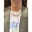 Tricolour gouden valkenoog collier 44 cm 14 karaat