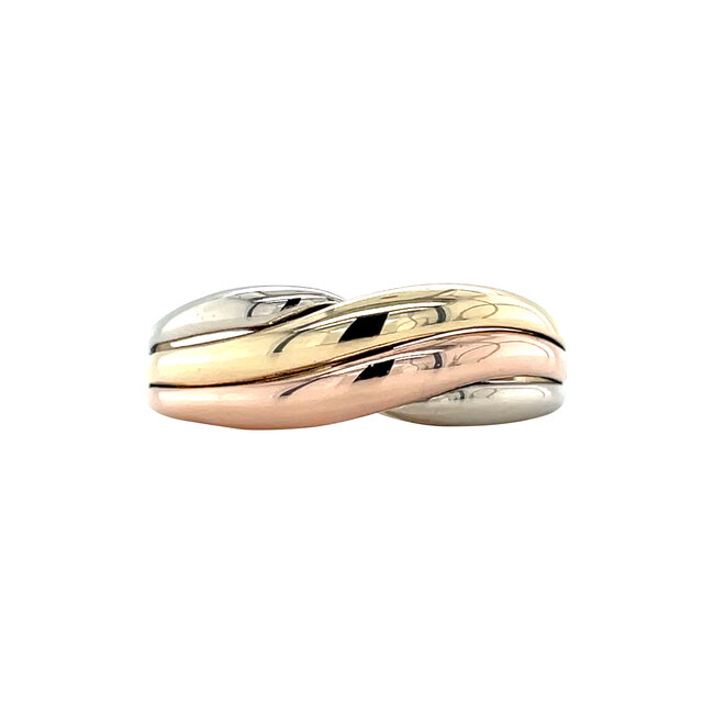 Tricolour gouden ring 14 karaat