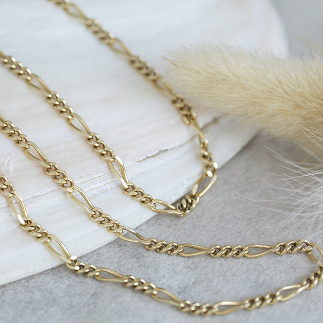 Gold figaro necklace 43 cm 14 karat