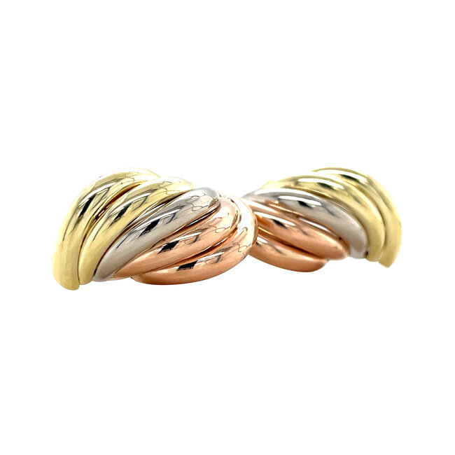 Tricolour ear studs 12 karat