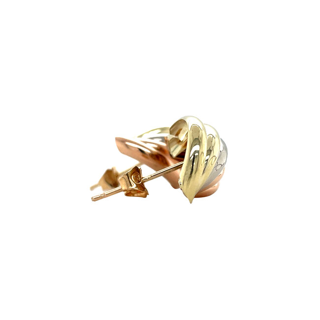 Tricolour ear studs 12 karat