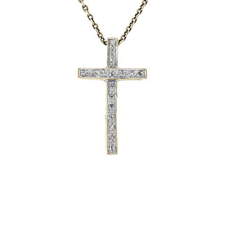 Gold cross pendant with diamond 14 karat