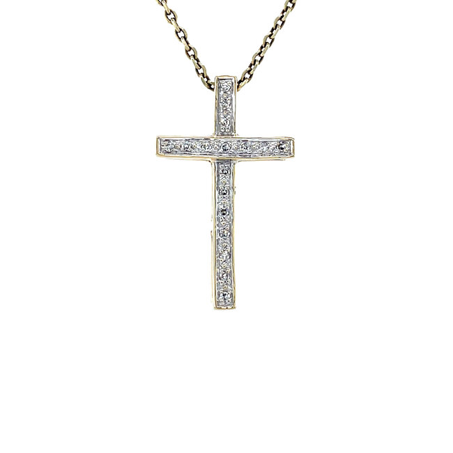 Goldkreuzanhänger mit 14 Karat Diamant