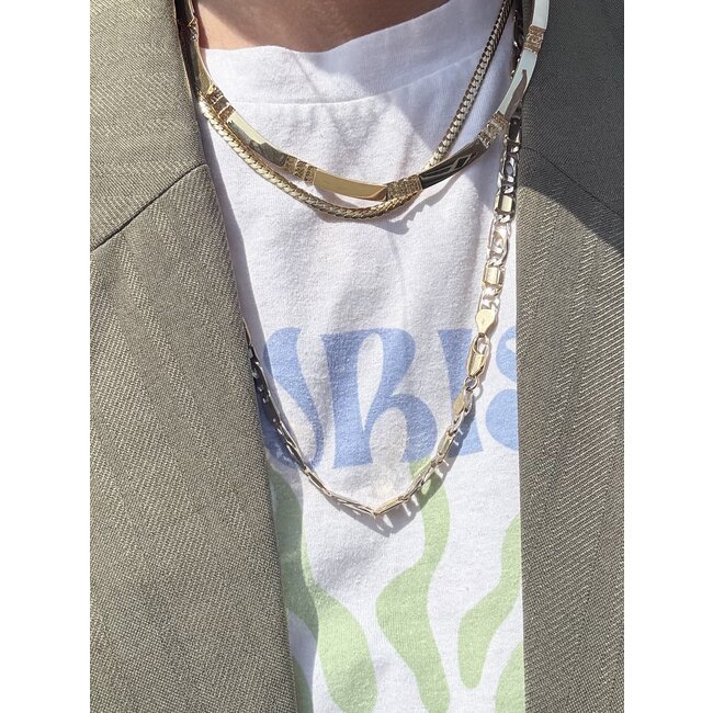 Golden hawk's eye necklace 61 cm 18 karat