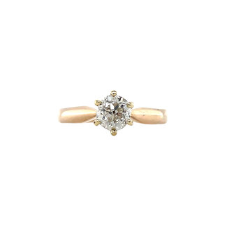 Gold solitaire ring with diamond 0.50ct. 14 carat