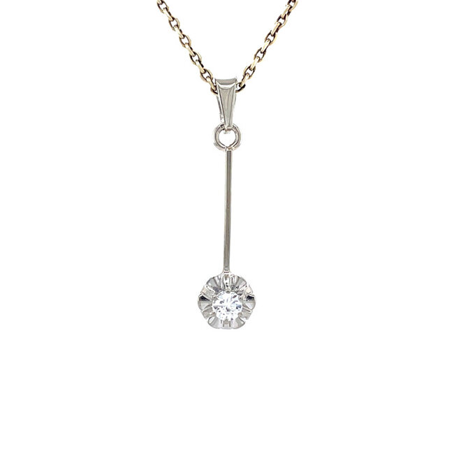Witgouden hanger met diamant 14 krt