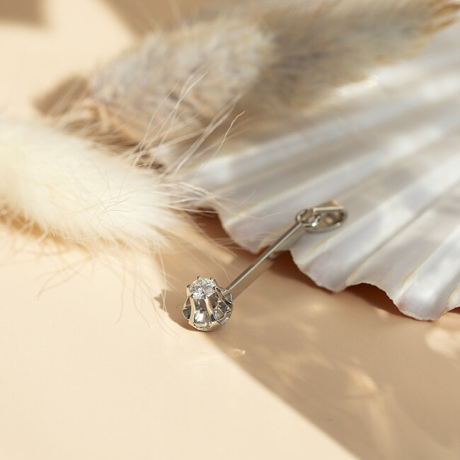 Witgouden hanger met diamant 14 krt