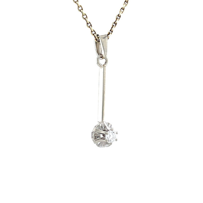 White gold pendant with diamond 14 kt