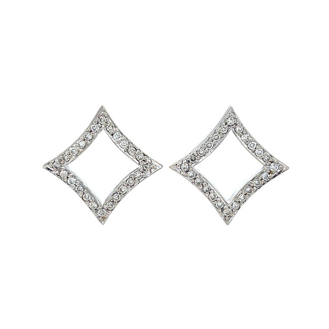 Witgouden oorstekers met diamant 14 krt