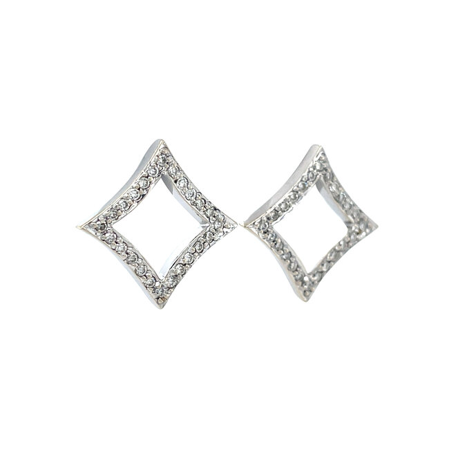 White gold stud earrings with diamond 14 kt
