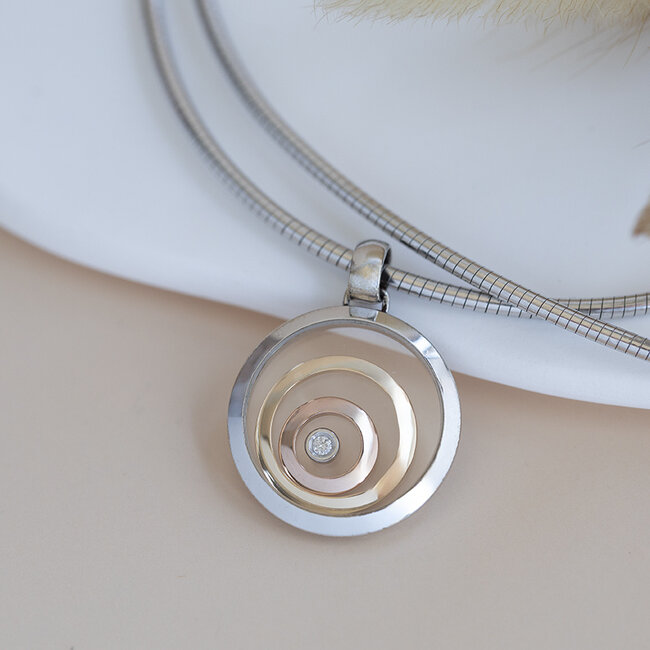 Weißgoldener Reif mit Diamant-Anhänger 14 Karat